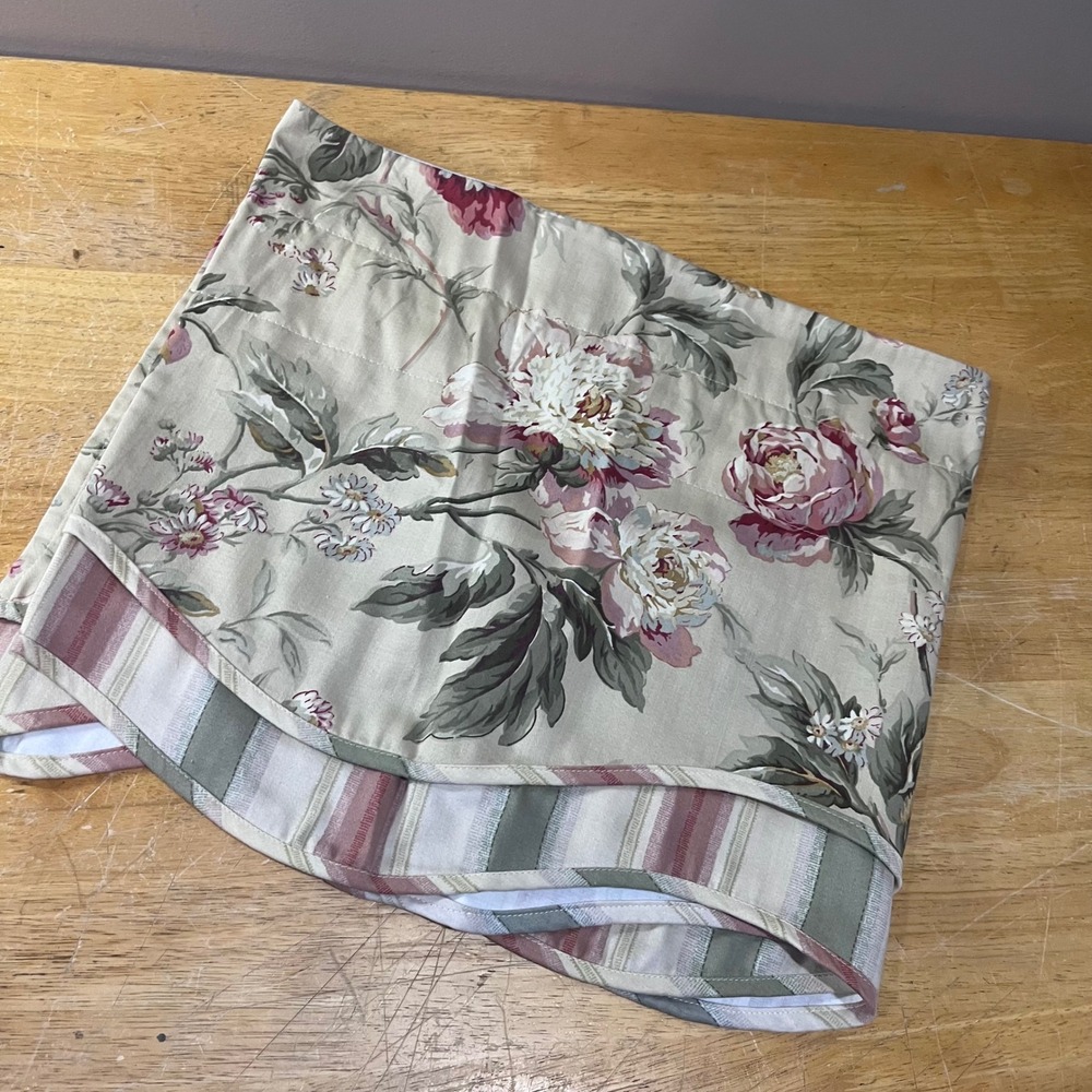 Vtg‎ Waverly Forever Yours Floral Scalloped Valance Pink Green Striped 78x17